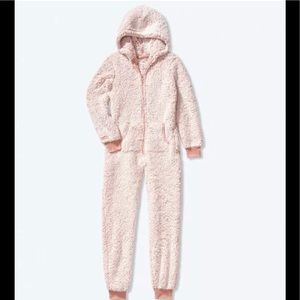 PINK Victoria’s Secret Sherpa onesie Misty Rose S Small